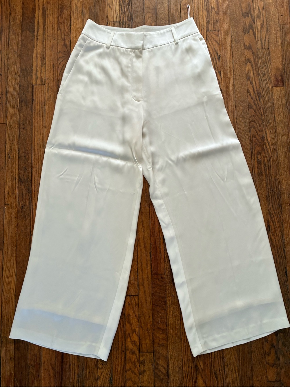 Burberry Cream Wide-Leg Satin Trousers
